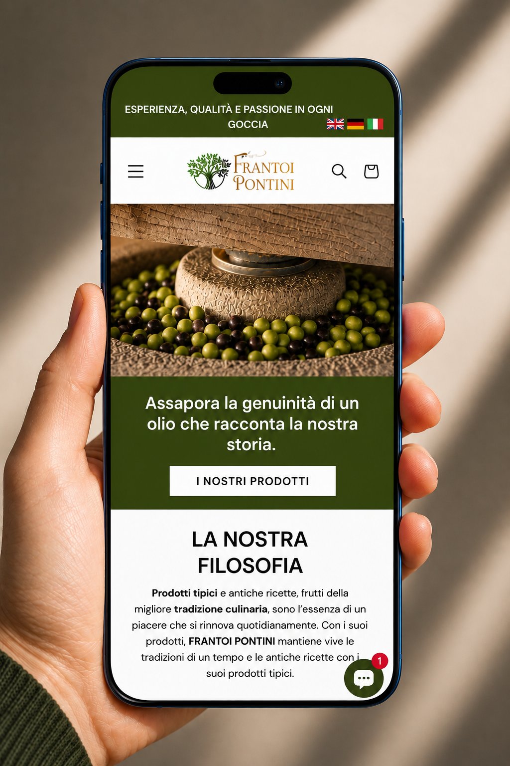 Sito web Frantoi Pontini mobile